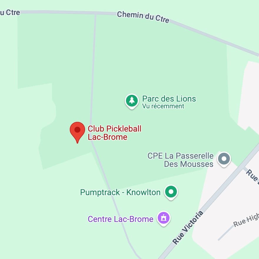 Carte des lieux où les membres peuvent jouer au Pickleball de Lac-Brome.